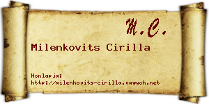 Milenkovits Cirilla névjegykártya